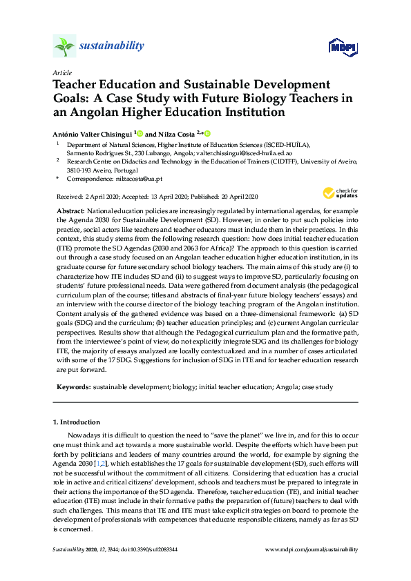 (PDF) Teacher Education and Sustainable Development Goals: A Case Study ...