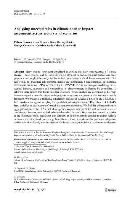(PDF) Analysing uncertainties in climate change impact assessment ...