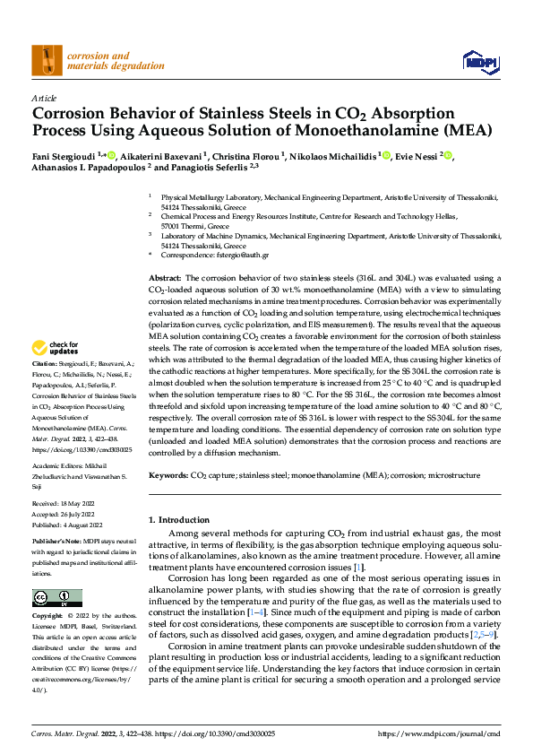(PDF) Corrosion Behavior of Stainless Steels in CO2 Absorption Process ...