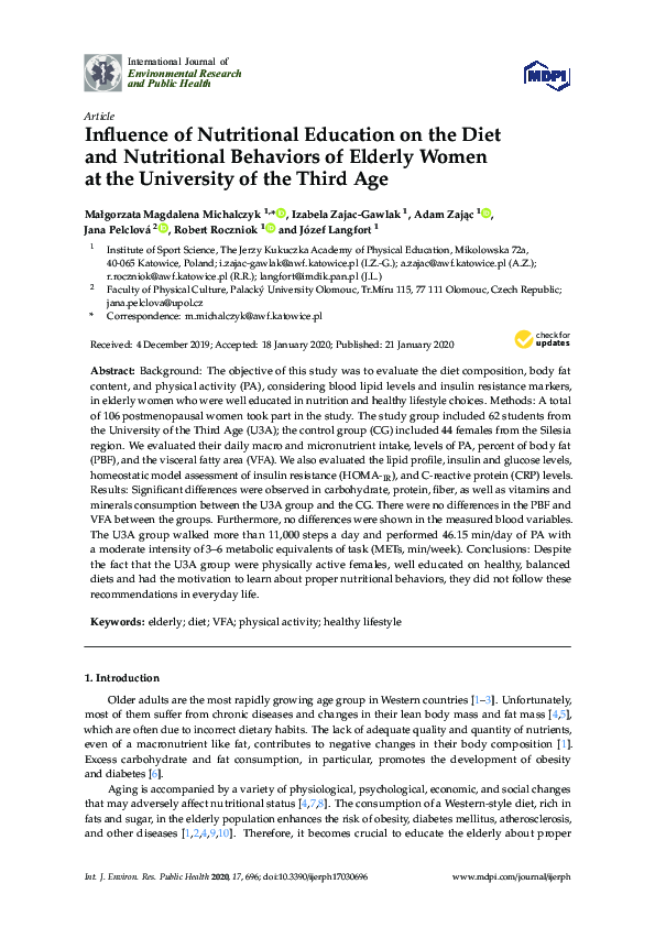 (PDF) Influence of Nutritional Education on the Diet and Nutritional ...