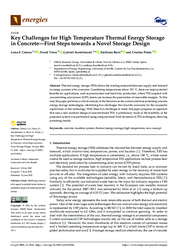 (PDF) Key Challenges for High Temperature Thermal Energy Storage in ...