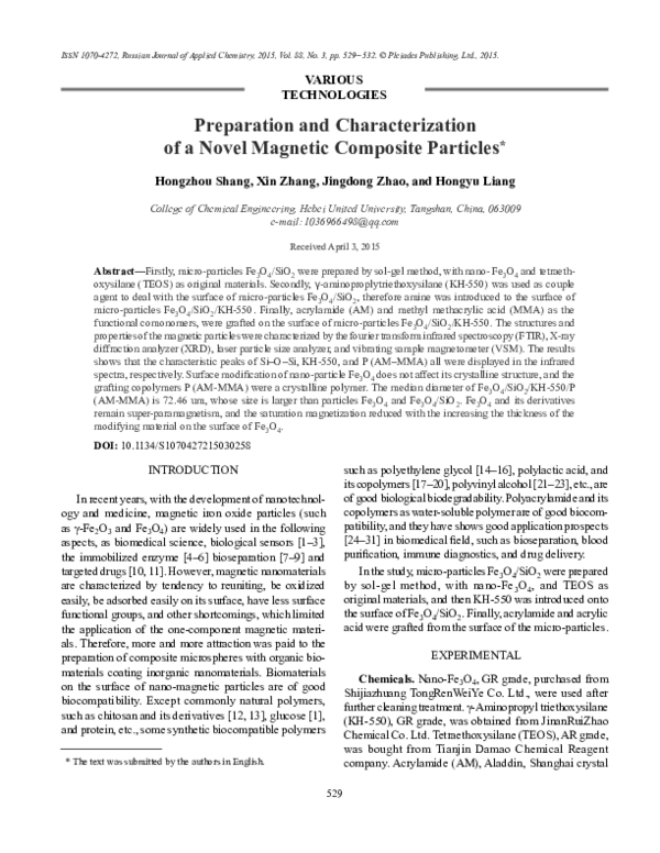 (PDF) Preparation and characterization of a novel magnetic biochar for ...