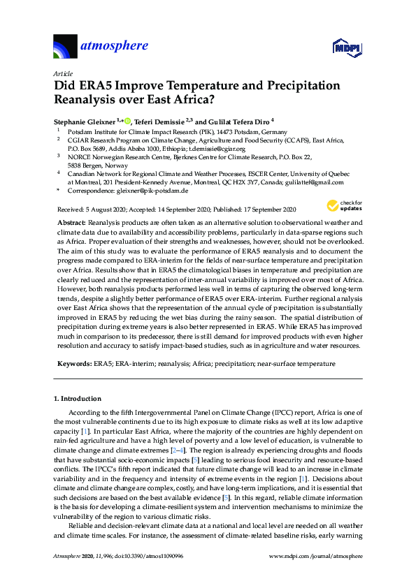 (PDF) Did ERA5 Improve Temperature and Precipitation Reanalysis over ...