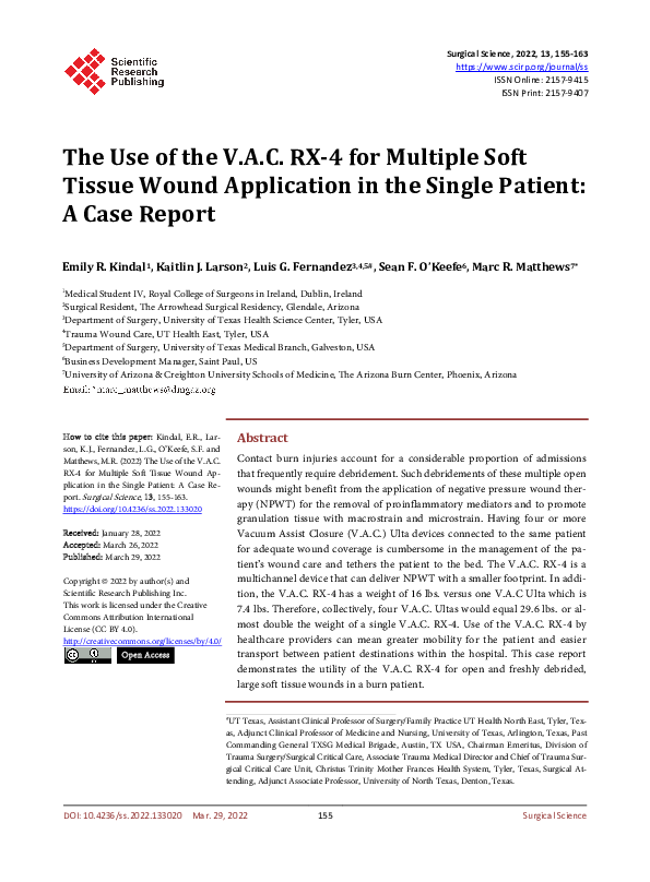 (PDF) The Use of the V.A.C. RX-4 for Multiple Soft Tissue Wound ...