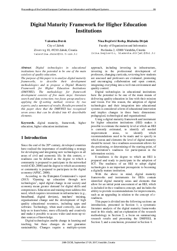 (PDF) Digital Maturity of Higher Education Institution: A meta model of ...