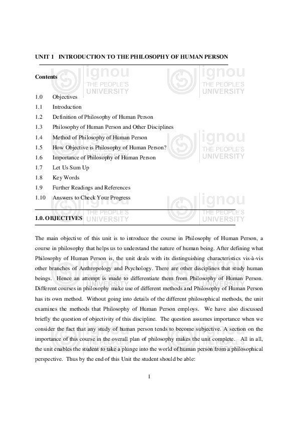 (PDF) UNIT 1 INTRODUCTION TO THE PHILOSOPHY OF HUMAN PERSON