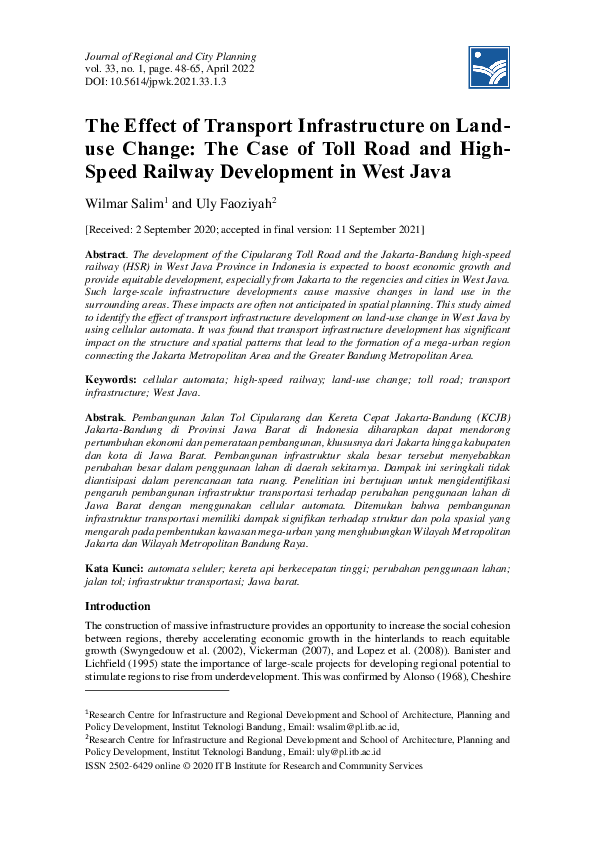 (PDF) The Effect of Transport Infrastructure on Land-use Change: The ...