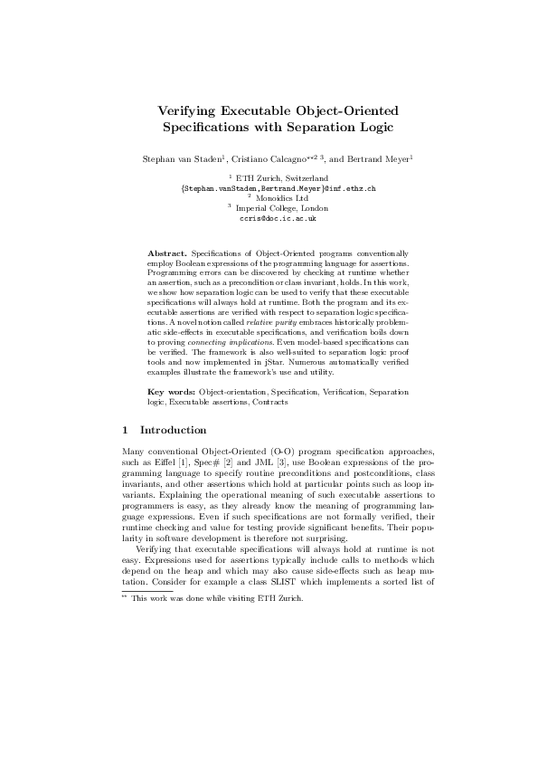 (PDF) Verifying Executable Object-Oriented Specifications with ...