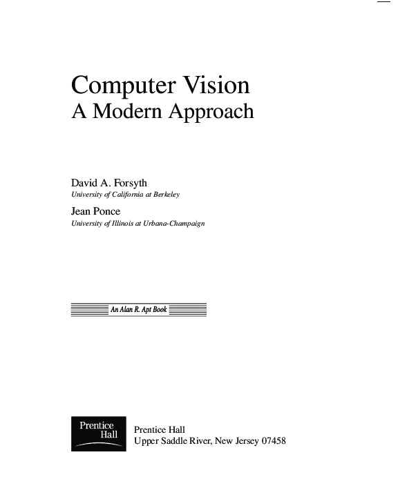 (PDF) Computer Vision A modern approach Jean Ponce Academia.edu