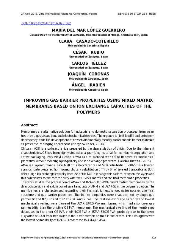 (PDF) Improving Gas Barrier Properties Using Mixed Matrix Membranes ...