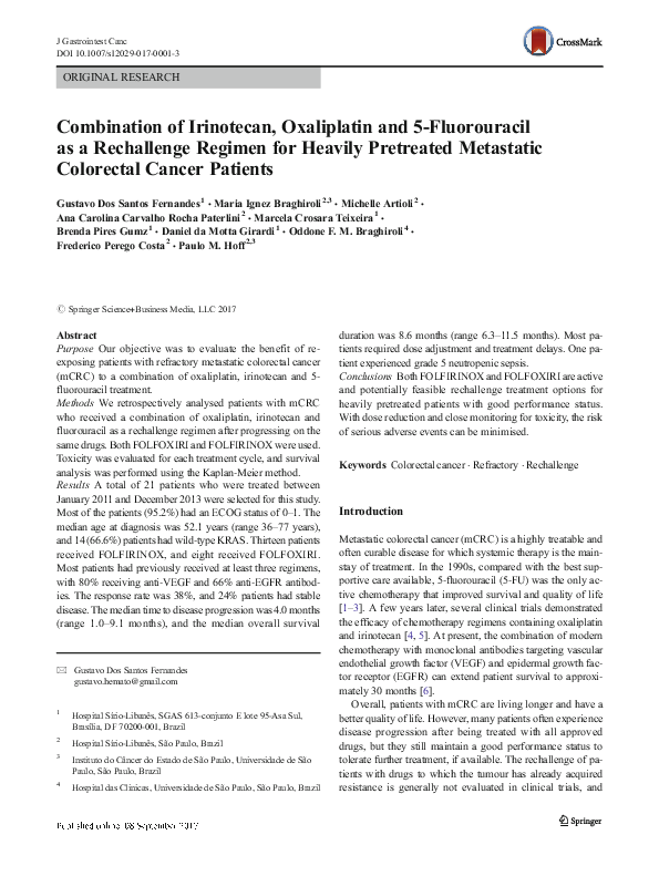 (PDF) Combination of Irinotecan, Oxaliplatin and 5-Fluorouracil as a ...