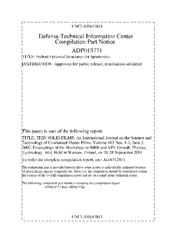(PDF) Defense Technical Information Center Compilation Part Notice ADP ...