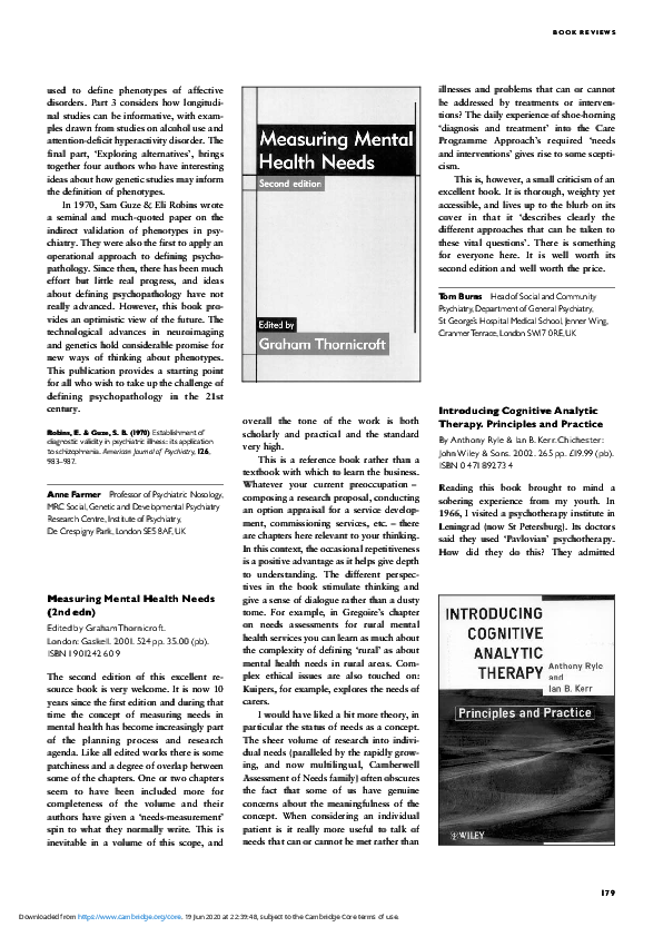 (PDF) Introducing Cognitive Analytic Therapy. Principles and Practice ...