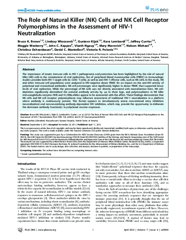 (PDF) The Role of Natural Killer (NK) Cells and NK Cell Receptor ...