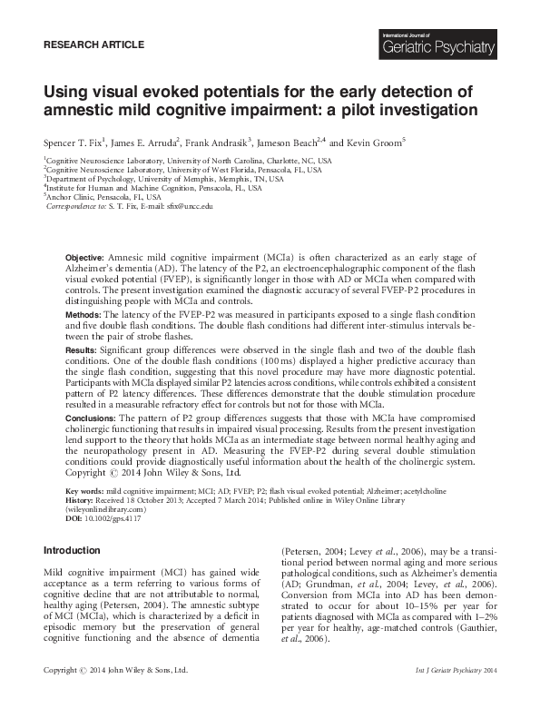 (PDF) Using visual evoked potentials for the early detection of ...
