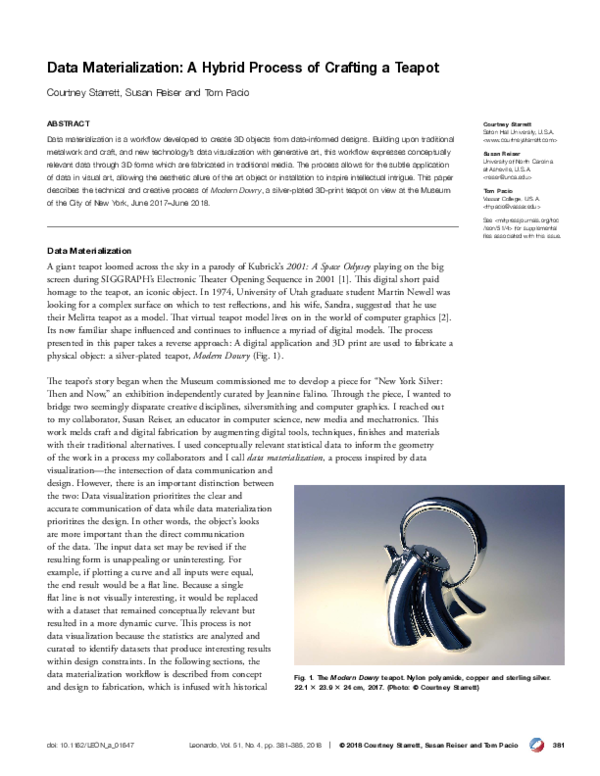 (PDF) Data Materialization: A Hybrid Process of Crafting a Teapot