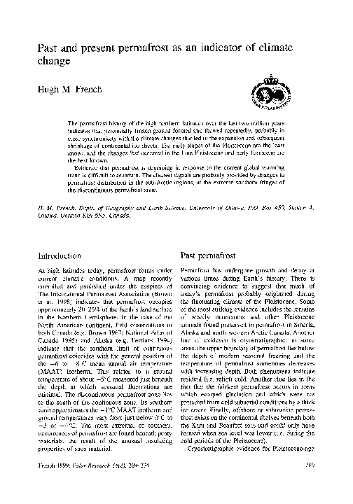 (PDF) Past and present permafrost as an indicator of climate change