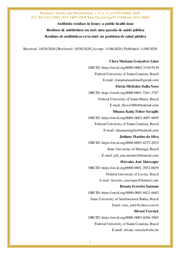 (PDF) Antibiotic residues in honey: a public health issue