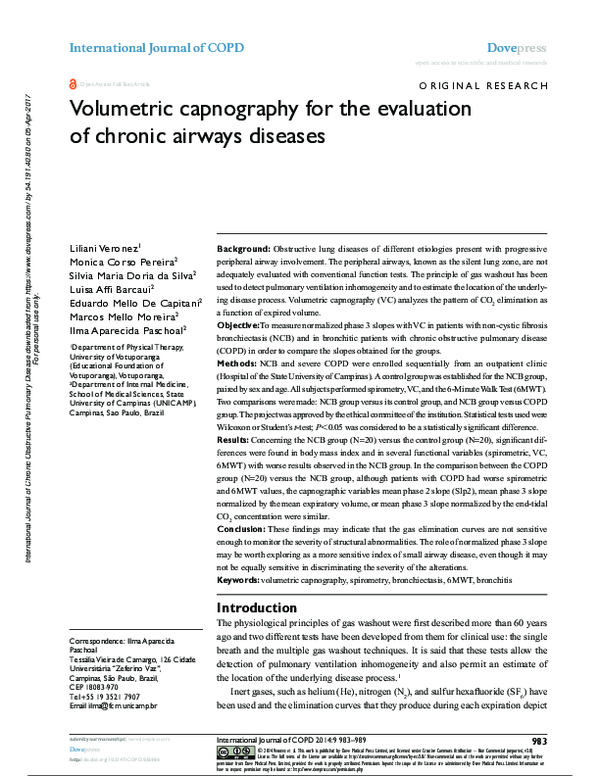 (PDF) Volumetric capnography for the evaluation of chronic airways diseases