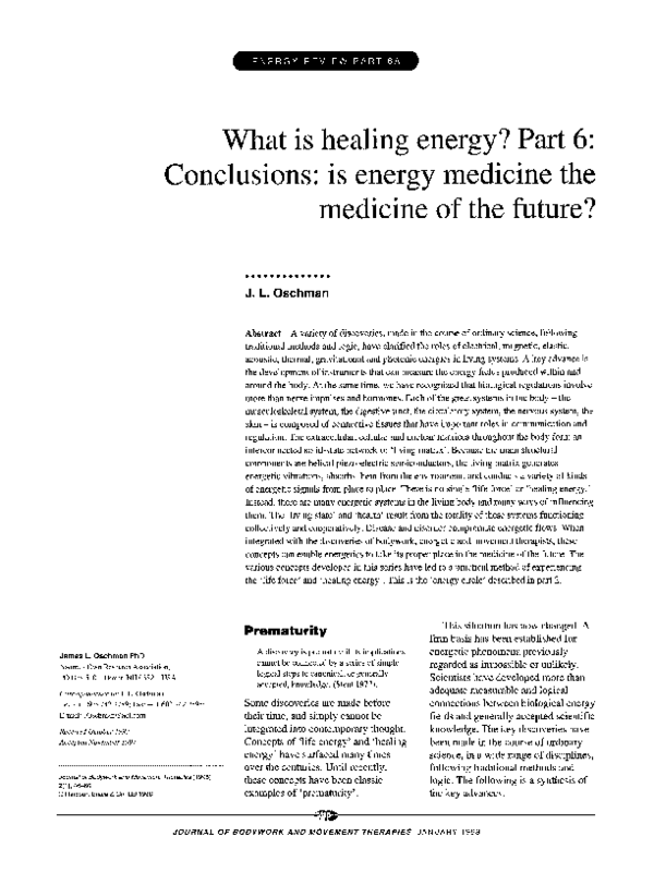 (PDF) What is healing energy? Part 6 Conclusions is energy medicine