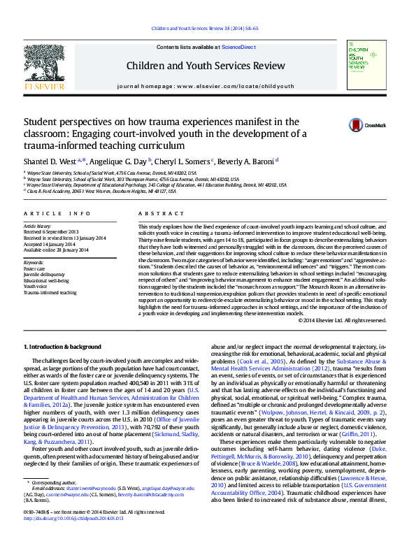 (PDF) Student perspectives on how trauma experiences manifest in the ...