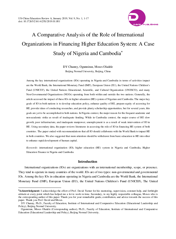 (PDF) A Comparative Analysis of the Role of International Organizations ...