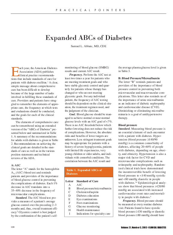 (PDF) Expanded ABCs of Diabetes