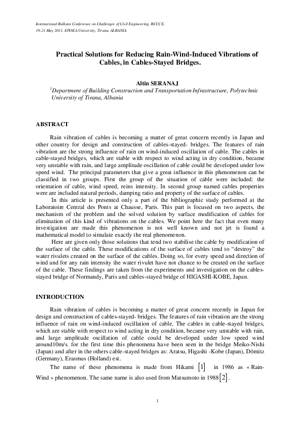 (PDF) Practical Solutions for Reducing Rain-Wind-Induced Vibrations of ...