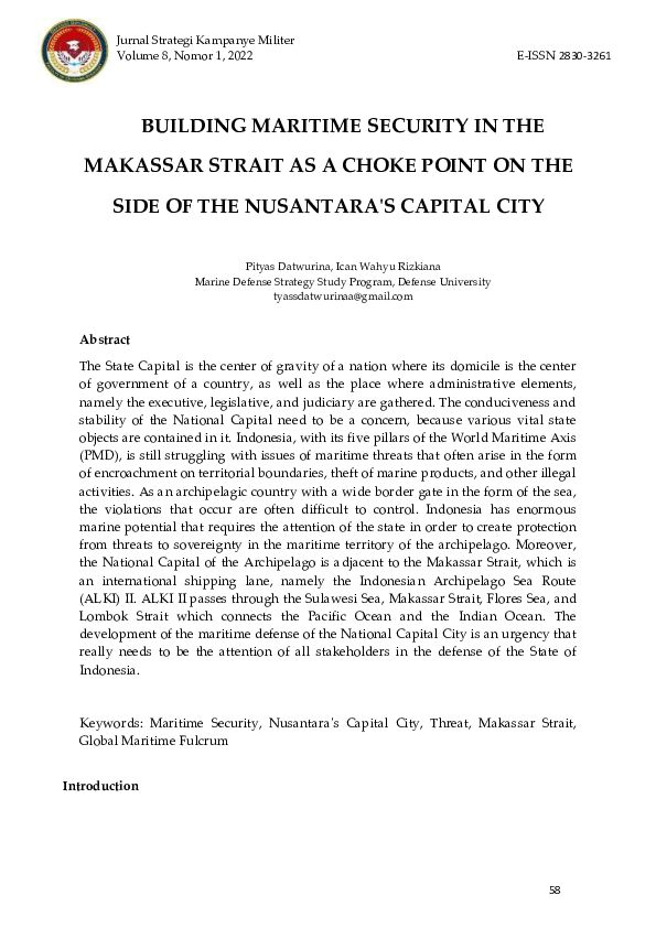 (PDF) Building Maritime Security in the Makassar Strait as a Choke ...