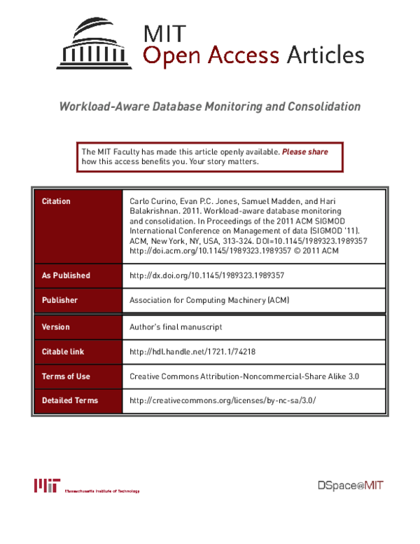 (PDF) Workload-aware database monitoring and consolidation
