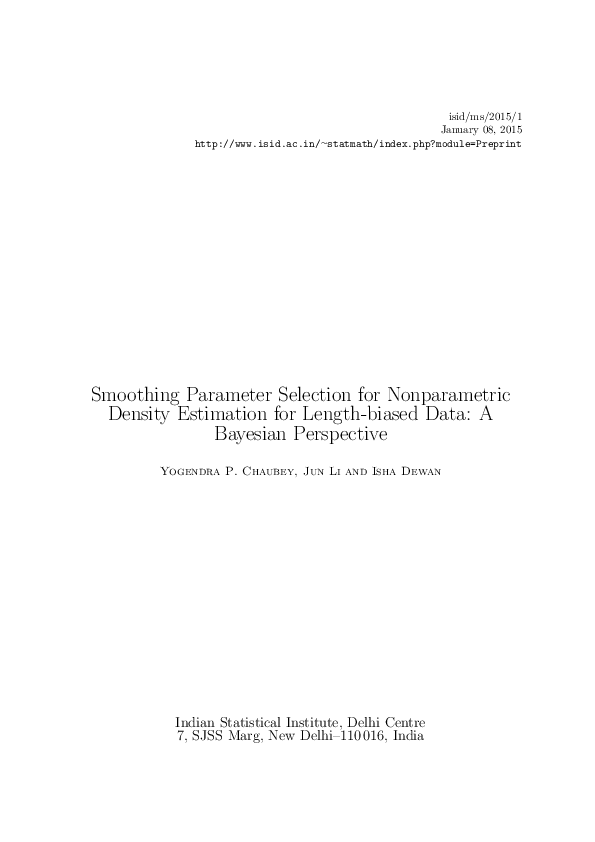 (PDF) Smoothing Parameter Selection for Nonparametric Density ...