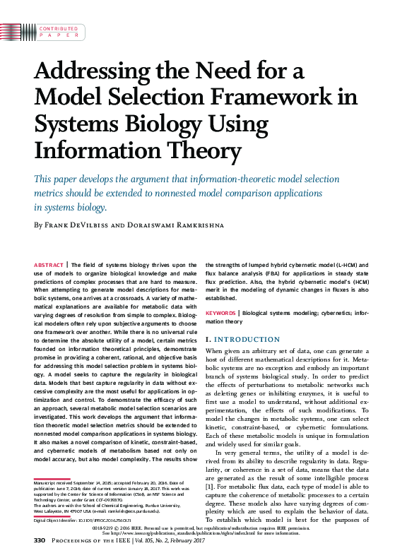 (PDF) Addressing the Need for a Model Selection Framework in Systems ...