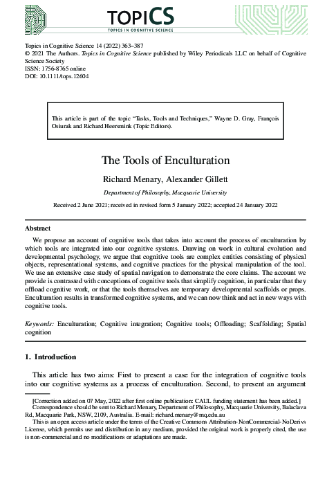 (PDF) The Tools of Enculturation
