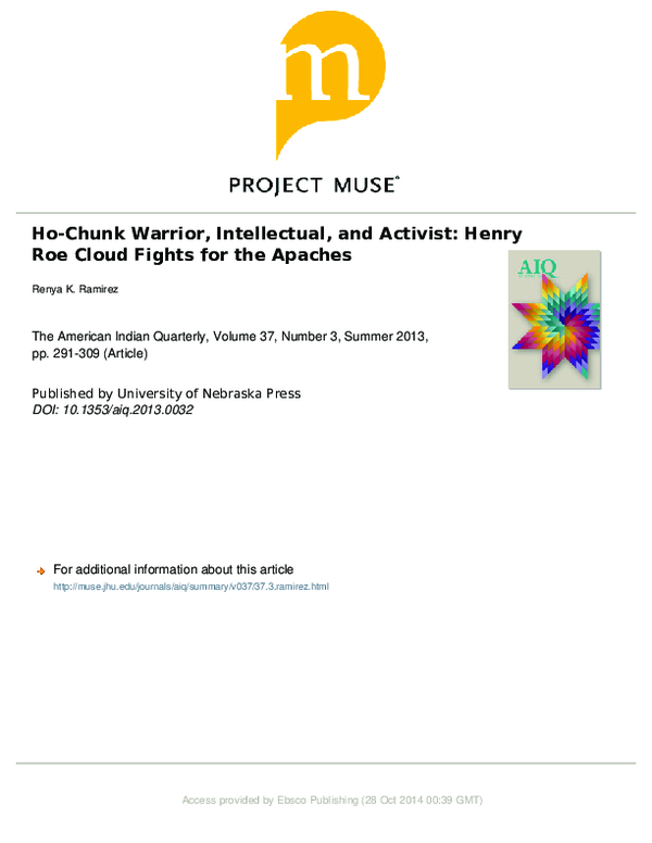 (PDF) Ho-Chunk Warrior, Intellectual, and Activist: Henry Roe Cloud ...