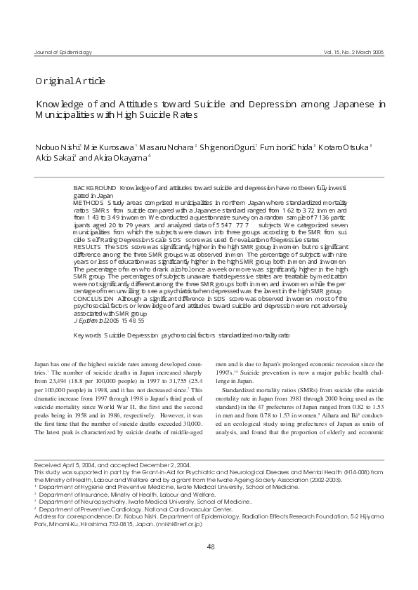 (PDF) Knowledge of and Attitudes toward Suicide and Depression among ...