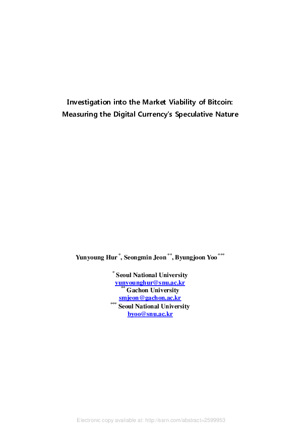 (PDF) Investigation into the Market Viability of Bitcoin: Measuring the ...