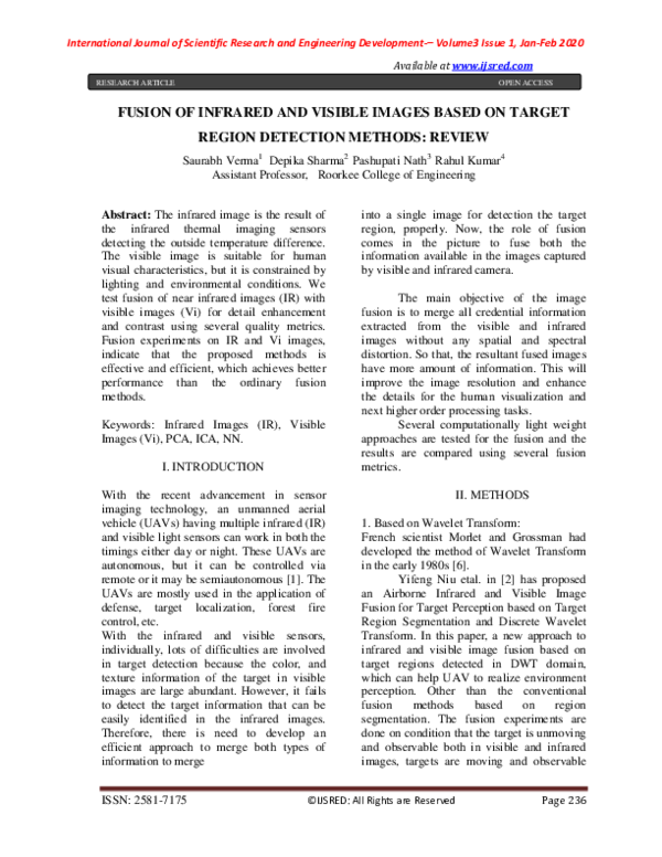 (PDF) Fusion of Infrared and Visible Images Based on Target Region ...