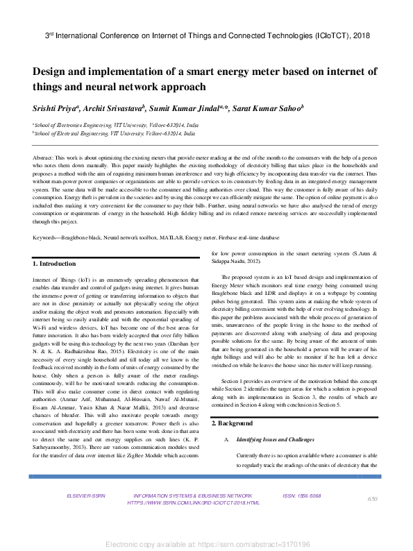 (PDF) Design and implementation of smart energy meter