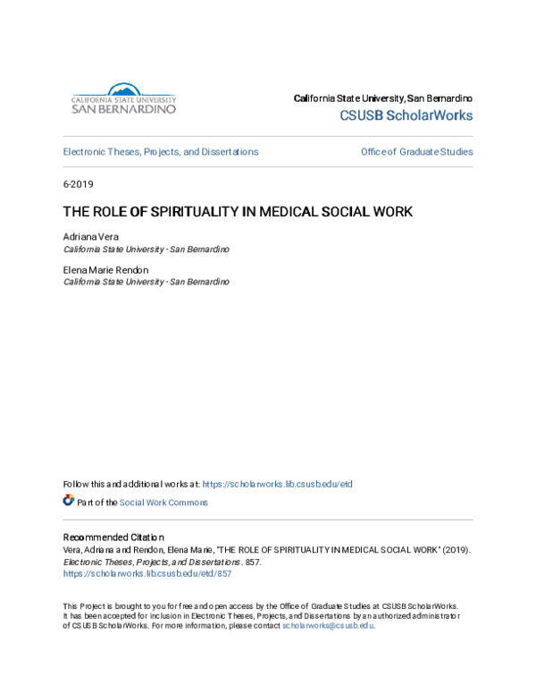 (PDF) The Role of Spirituality in Medical Social Work