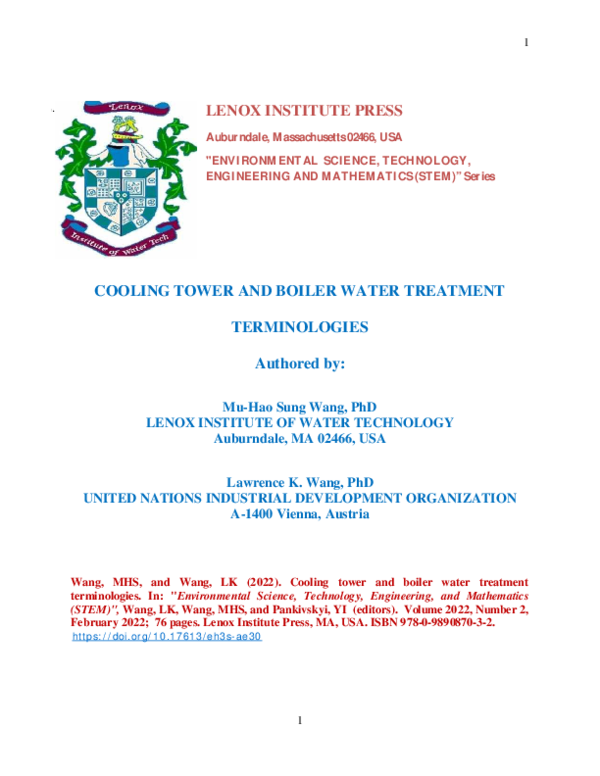 (PDF) COOLING TOWER AND BOILER WATER TREATMENT TERMINOLOGIES Lenox