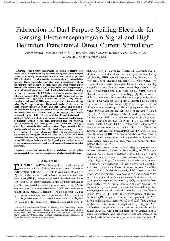 (PDF) Fabrication of Dual Purpose Spiking Electrode for Sensing