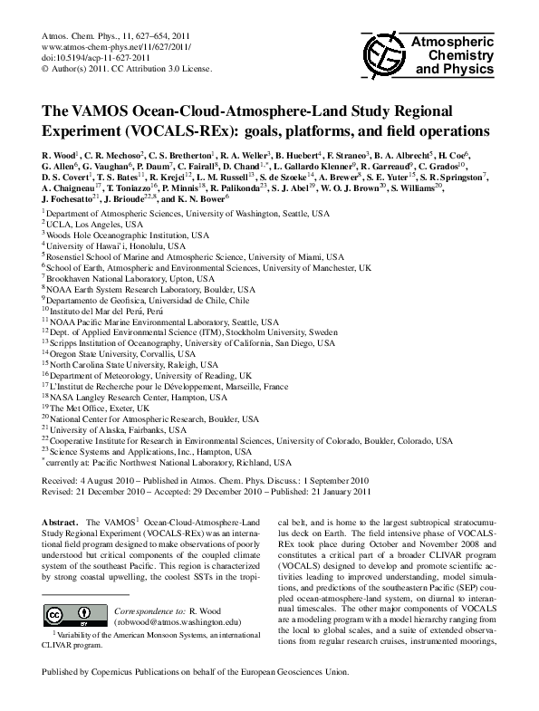 (PDF) The VAMOS Ocean-Cloud-Atmosphere-Land Study Regional Experiment ...