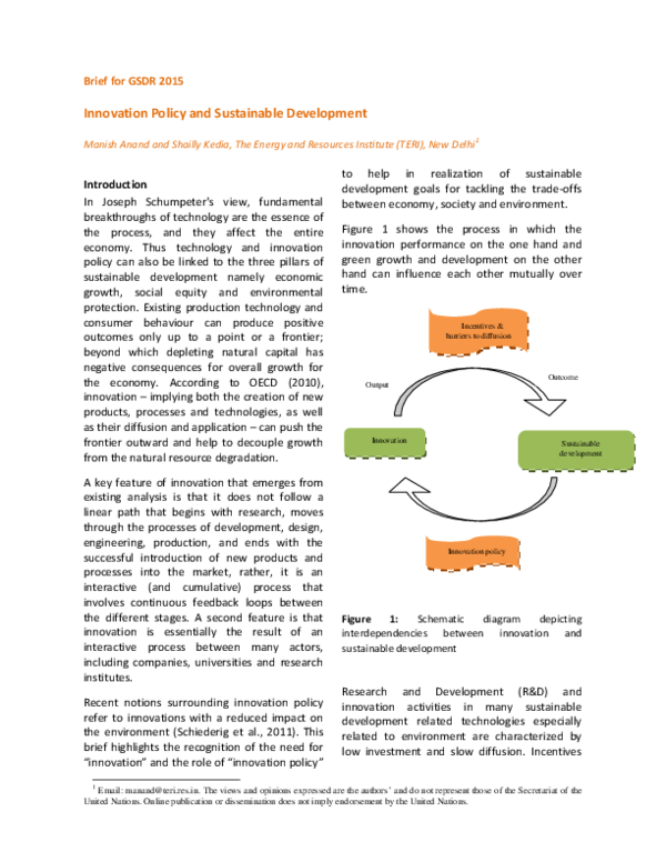 (PDF) Innovation policy and sustainable development