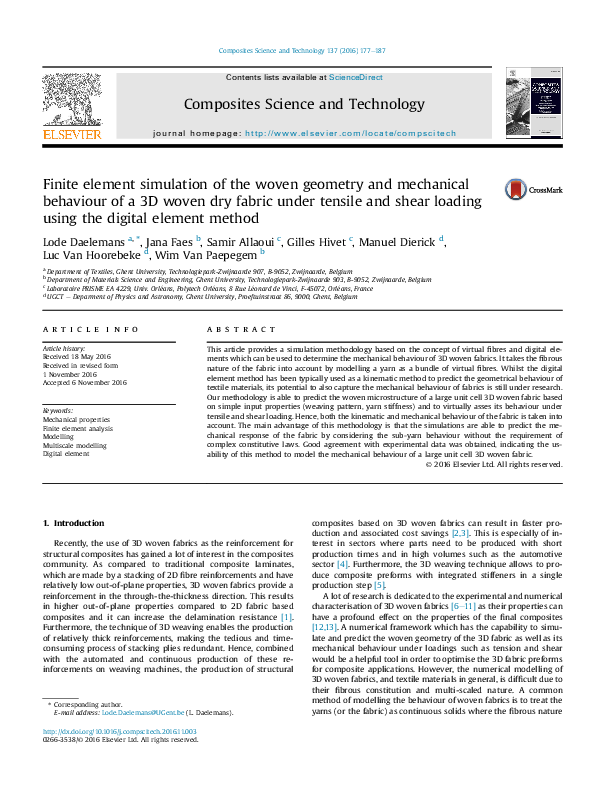 (PDF) Finite element simulation of the woven geometry and mechanical ...