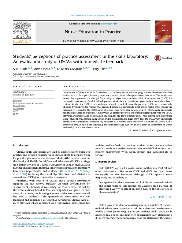 (PDF) Students' perceptions of practice assessment in the skills ...
