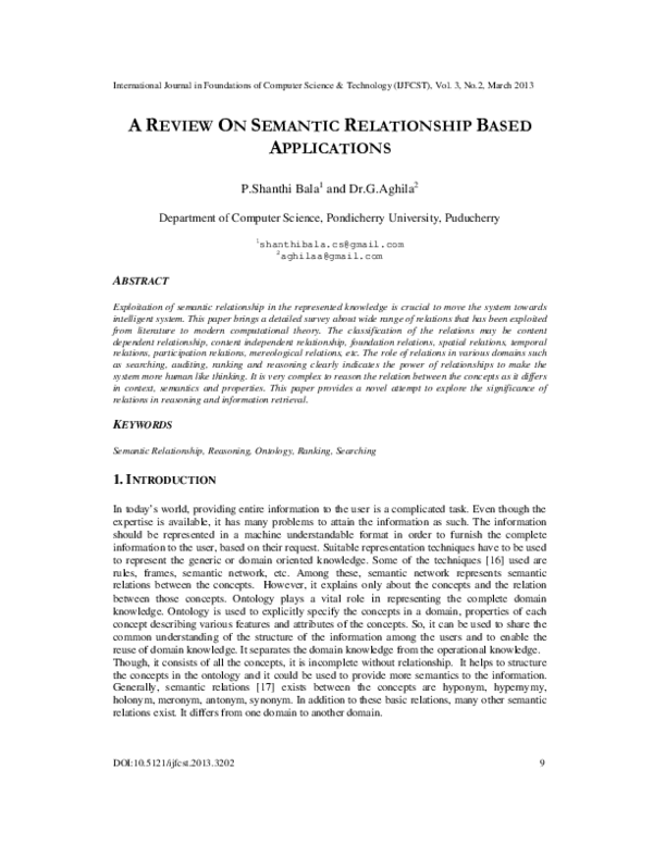 (PDF) A Review On Semantic Relationship Based Applications