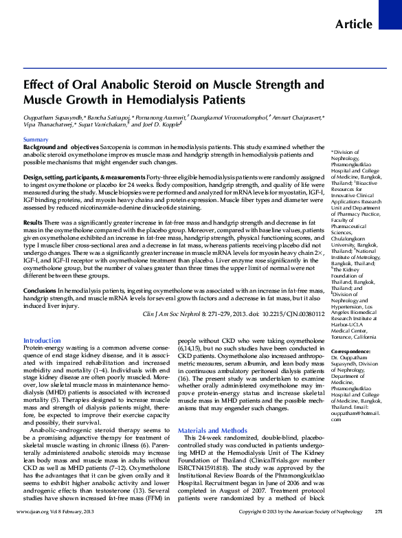 (PDF) Effect of Oral Anabolic Steroid on Muscle Strength and Muscle ...