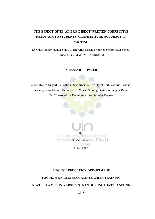 (PDF) The effect of teacher's direct written corrective feedback to ...