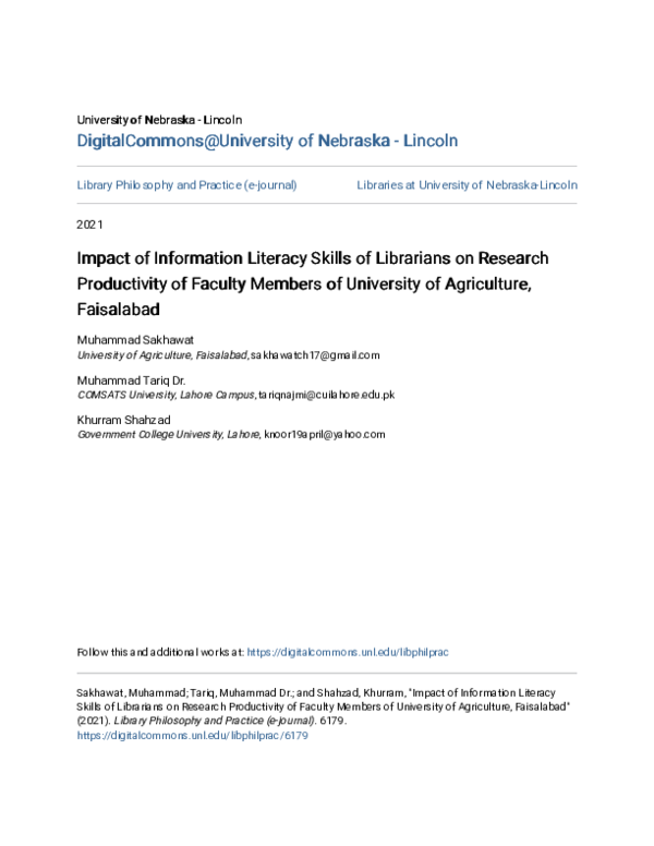 (PDF) Impact of Information Literacy Skills of Librarians on Research ...