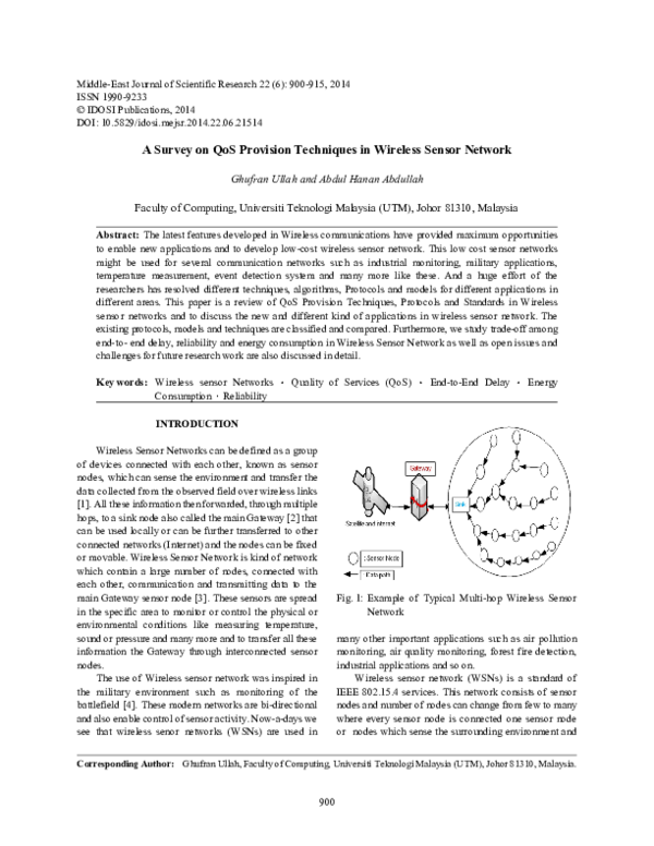 (PDF) A Survey on QoS Provision Techniques in Wireless Sensor Network